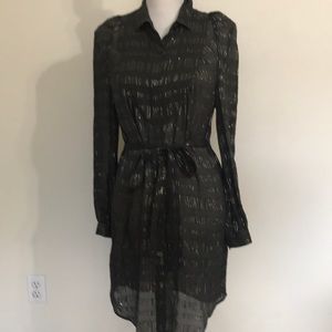 Rachel Roy shirt dress Xs brown metallic new